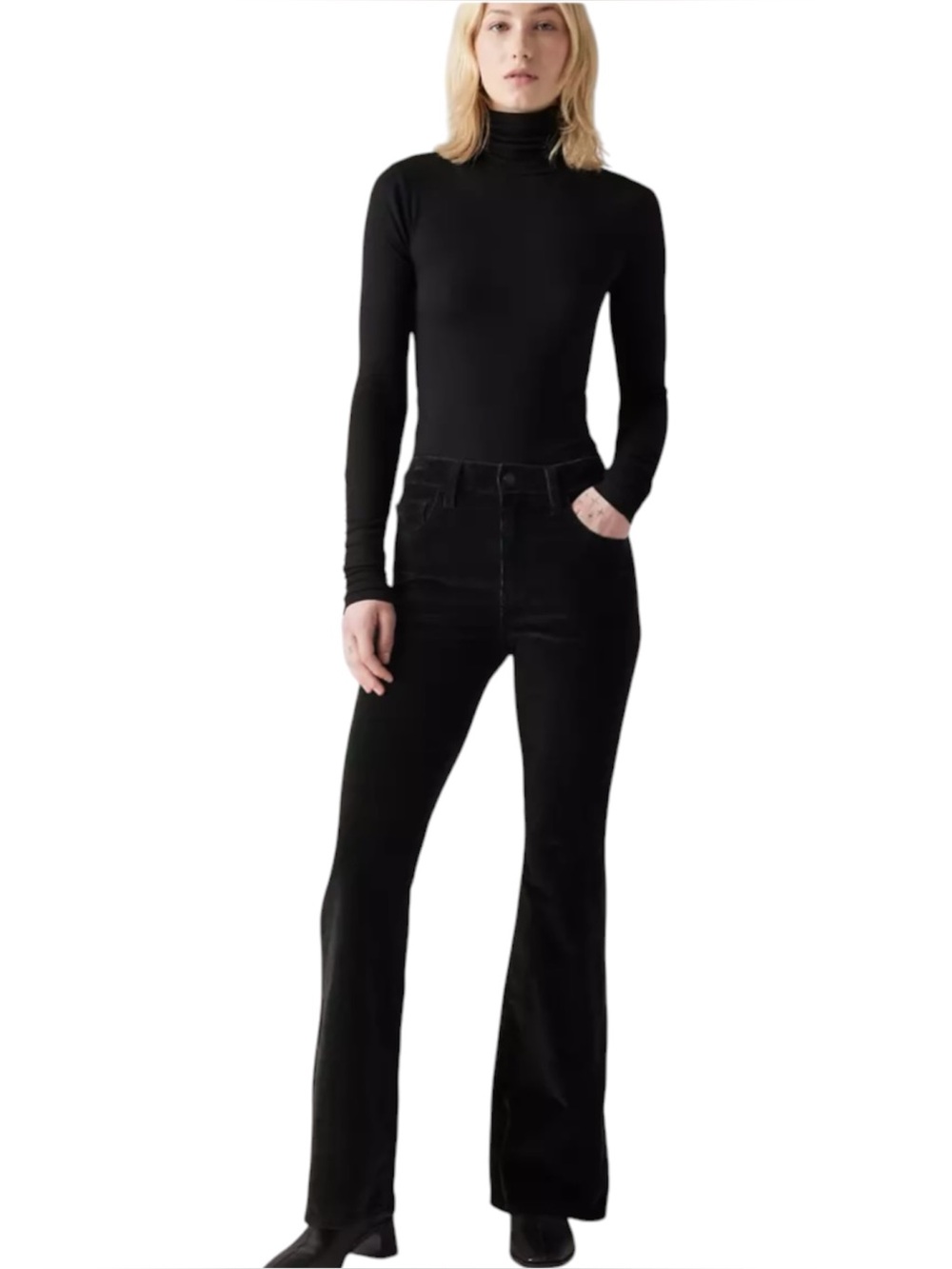 Levi's 726 High Rise Flare Corduroy Pants Black Size 30 NWOT